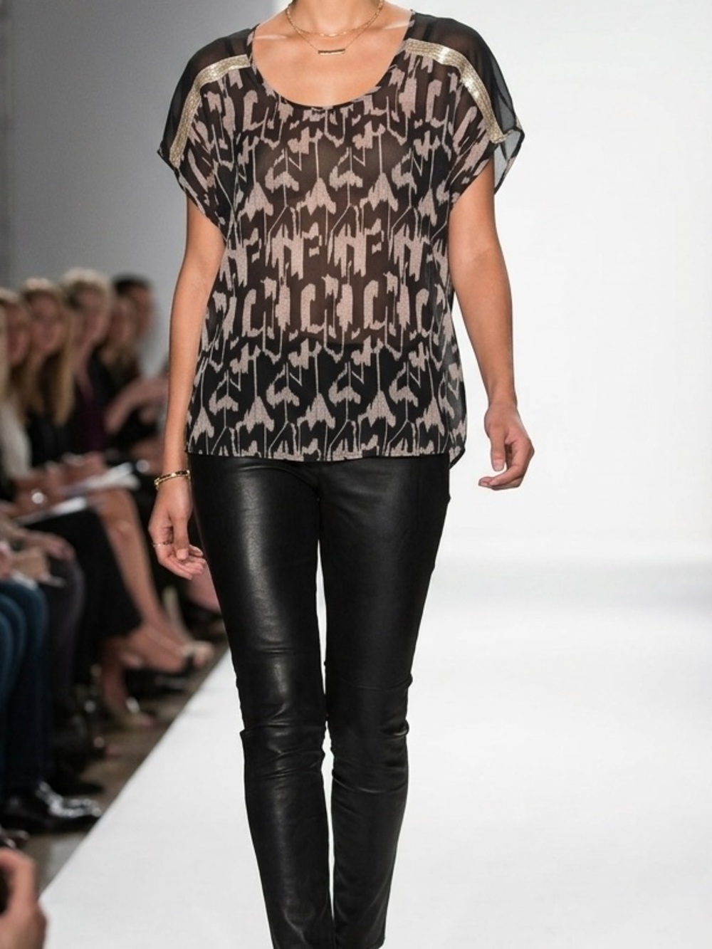Addition Elle Printed Top With Sequin Trim - Picture 1 of 9